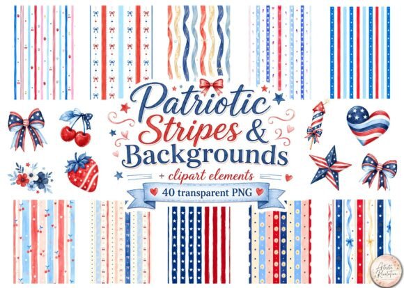 4th of July Stripes Backgrounds Bundle