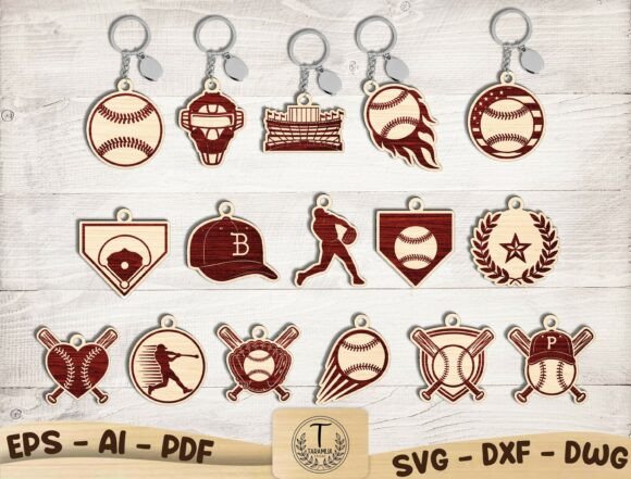 Baseball Keychain Laser Cut SVG Bundle