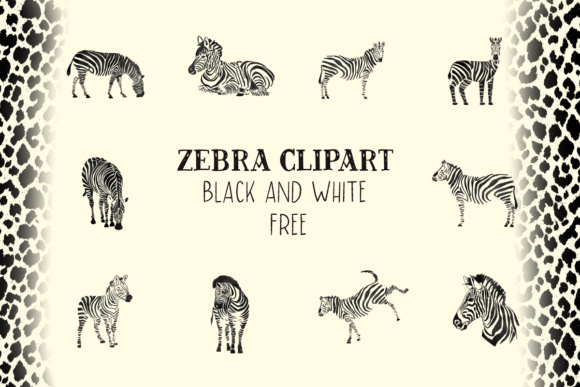 Free Zebra Clipart: Black & White Safari Bundle