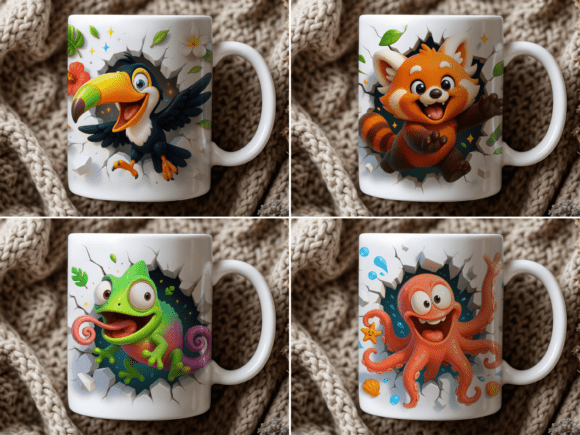 Hole in a Wall Funny Animals Mug Wraps