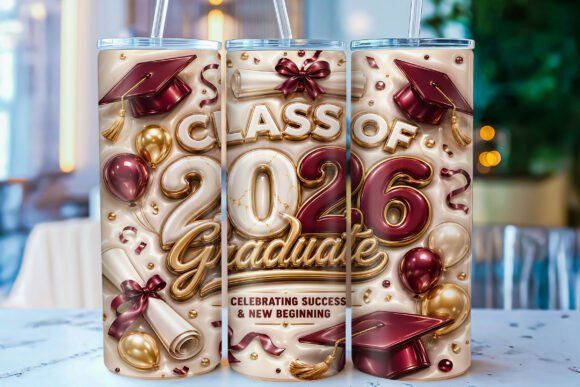 Inflated Class of 2026 Tumbler Wrap PNG: A Stylish Sublimation Design for Graduation Gifts