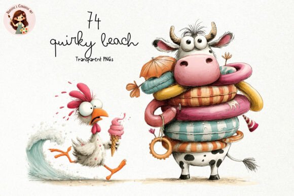 Quirky Beach Animals PNG Clipart