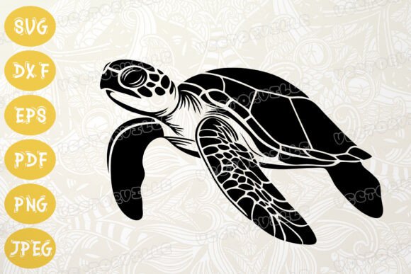 Sea Turtle Silhouette SVG for Ocean Crafts