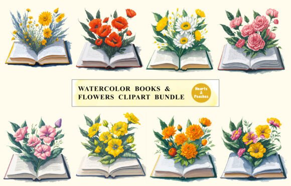 Transforming Creative Projects with the Watercolor Book Flowers Clipart Bundle