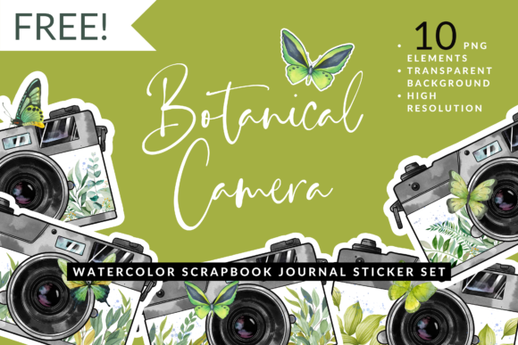 Watercolor Leaf Butterfly Camera Sticker: Elevating Your Creative Projects with Botanical Charm