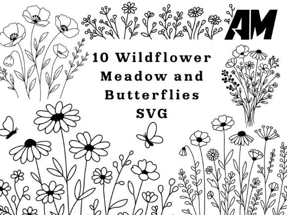 Wildflower Meadow & Butterflies SVG B